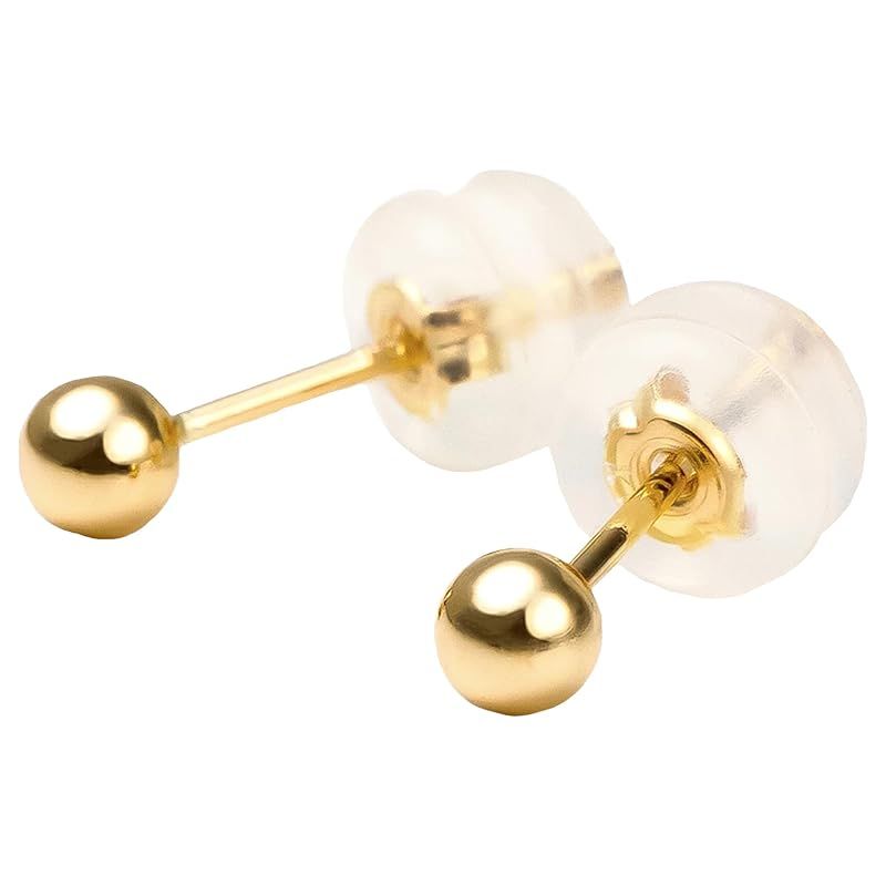PLUSTER ピアス K10 つけっぱなし 両耳 3mm (金属アレルギー対応 本物) 丸玉 10金 ゴールド (ギフト ボックス セット)/レディース メンズ ジュエリー アクセサリー 誕生日 プレゼント 0