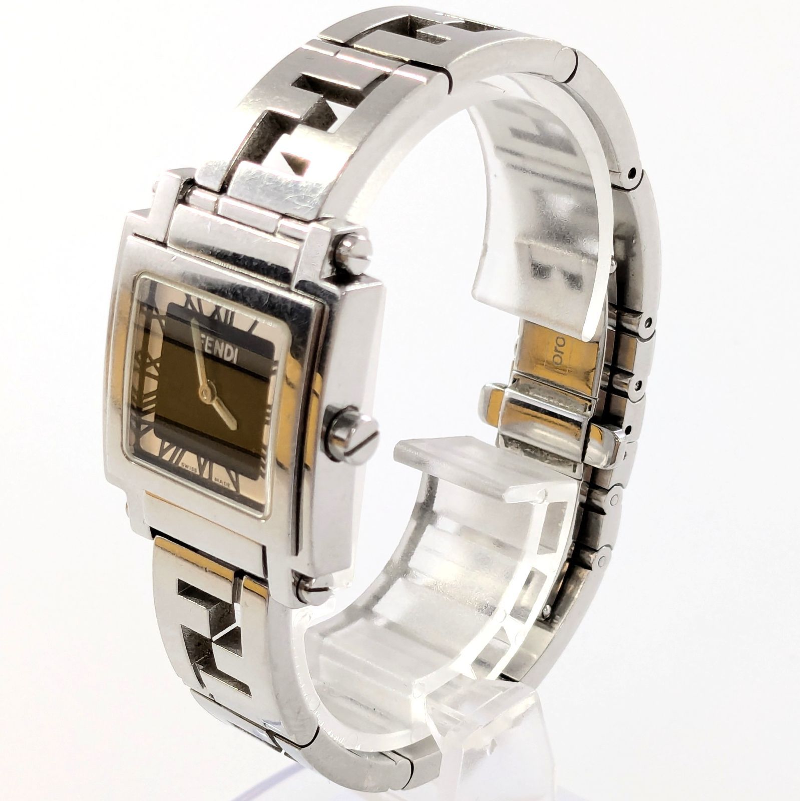 FENDI フェンディ 6000L オロロジ SS/QZ シルバー文字盤 メンズ腕時計 箱 稼働品【QG-47】