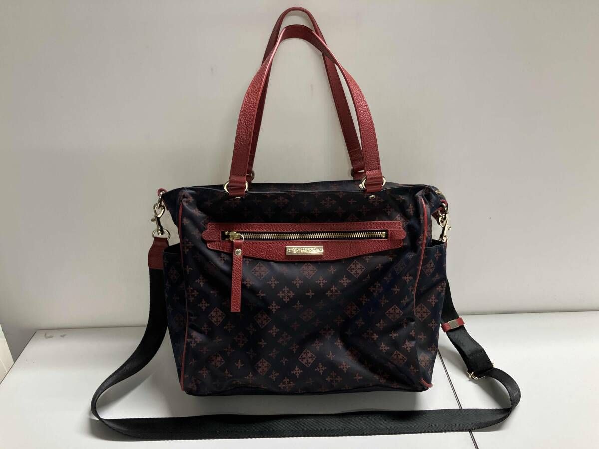 極美品 russet ラシット ショルダーバッグ 2way ロゴ金具 ネイビー 