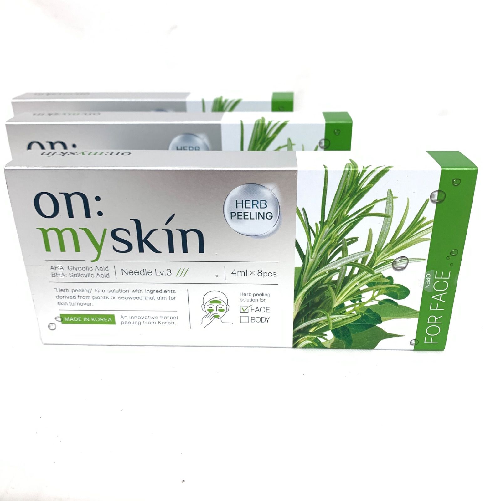 【未開封品】オンマイスキン on : my skin ハーブピーリングパック　4ｍｌ×8pc 3箱セット　　M80602-6