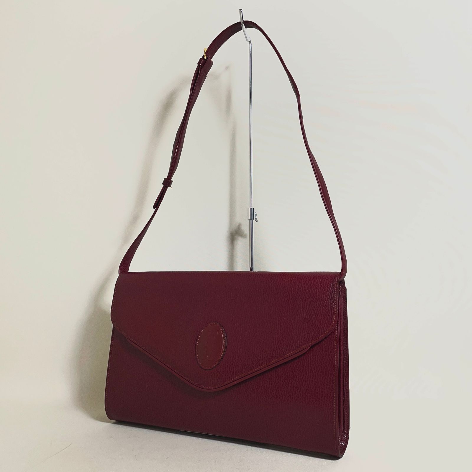 2604-270｜美品｜カルティエ ショルダーバッグ レザー ボルドー - メルカリ