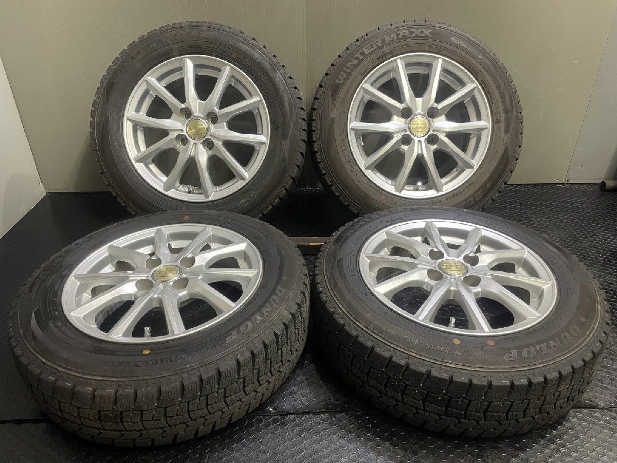 【DUNLOP WINTER MAXX WM02 165/70R14】スタッドレス【EURO SPEED SPIDER 14インチ 5.5J4HPCD100+38】21年製 バリ溝 ヴィッツ等　(KTO817)