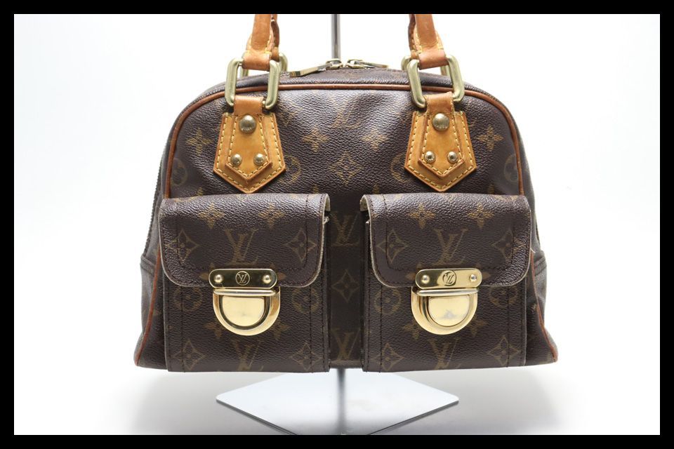 □LOUIS VUITTON モノグラム マンハッタンPM レザー ハンドバッグ ルイ