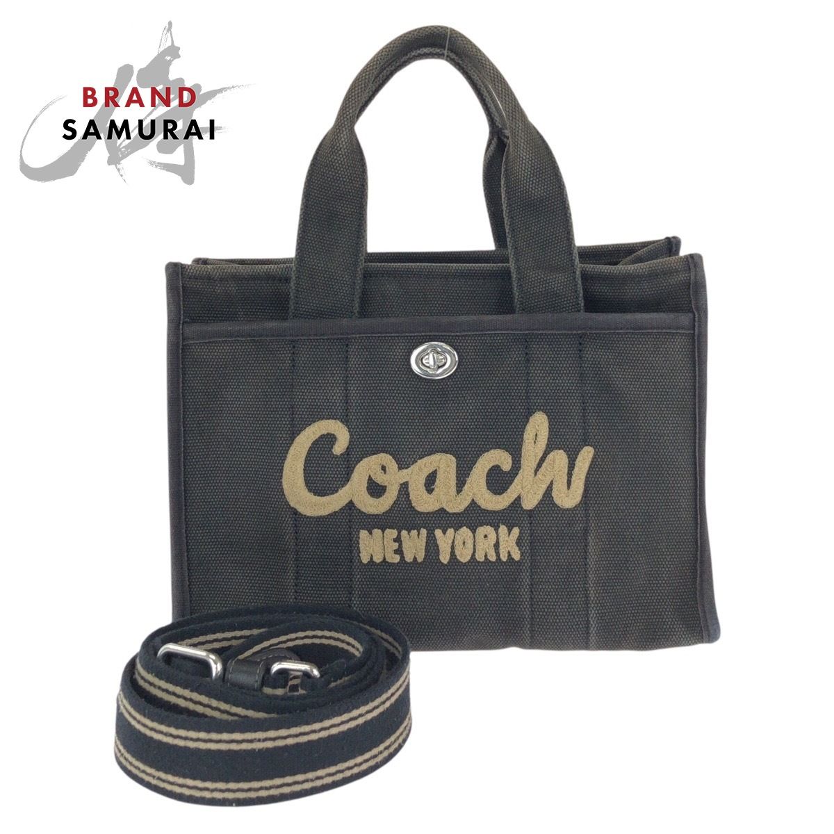 COACH コーチ カーゴ トート ブラック 黒 シルバー金具 キャンバス 