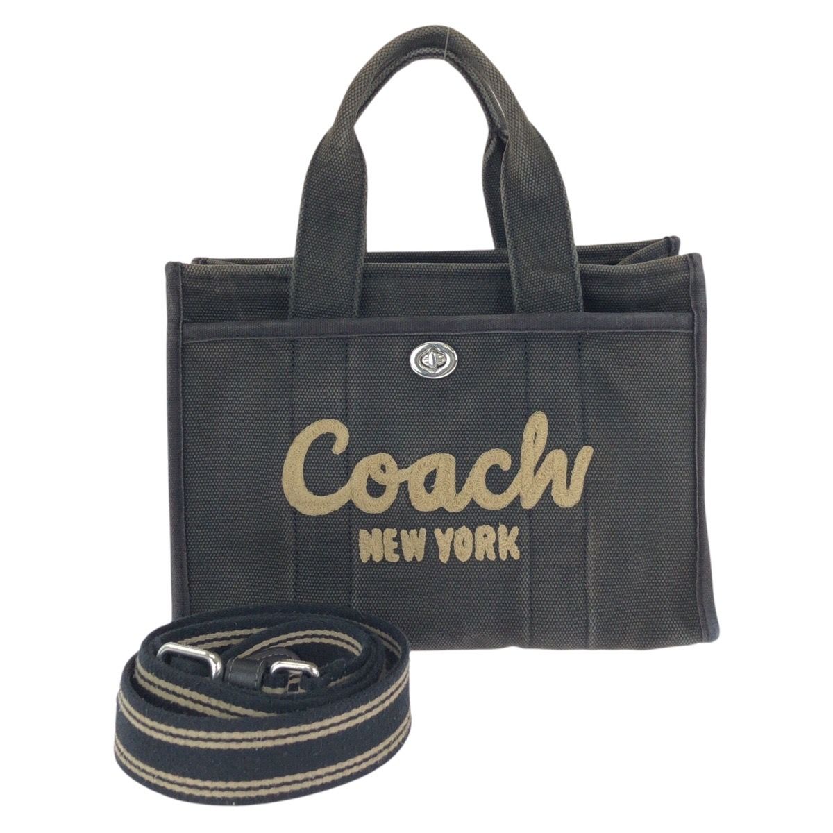 COACH コーチ カーゴ トート ブラック 黒 シルバー金具 キャンバス