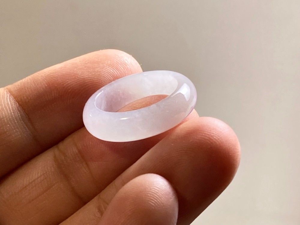 【幅広・特大】ミャンマー産 A貨ラベンダー翡翠 リング 15号 着用感14号前後 L18-25 超薄ピンクラベンダー 氷糯種 7.5号 ミャンマー産 A貨 本翡翠