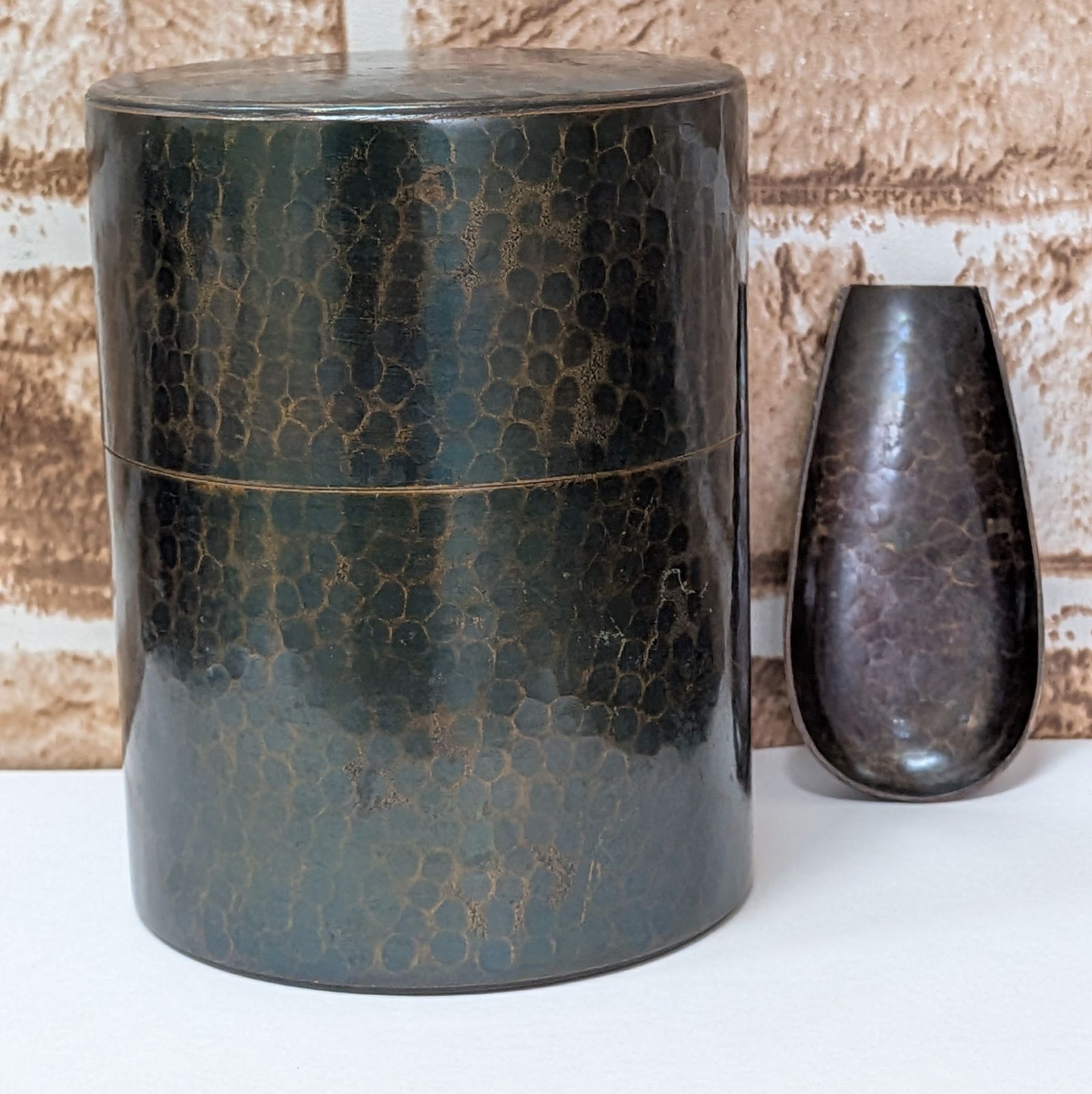 希少/伝統工芸品】芳燕堂 鎚起銅器 茶筒 燕三条 銅製 茶匙 茶道具 煎茶