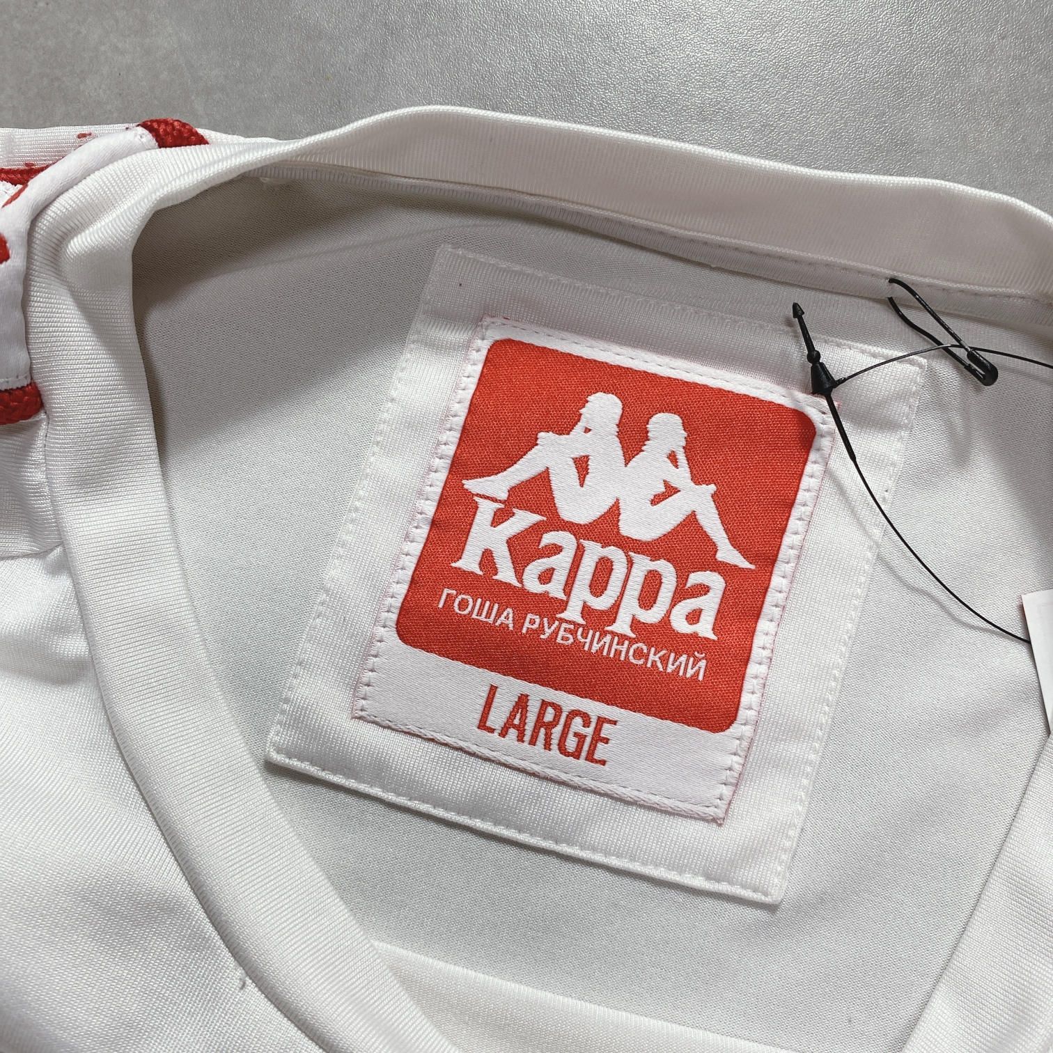 GQ5634◇gosha rubchinskiy×kappa：ゲームシャツ◇L◇ホワイト系