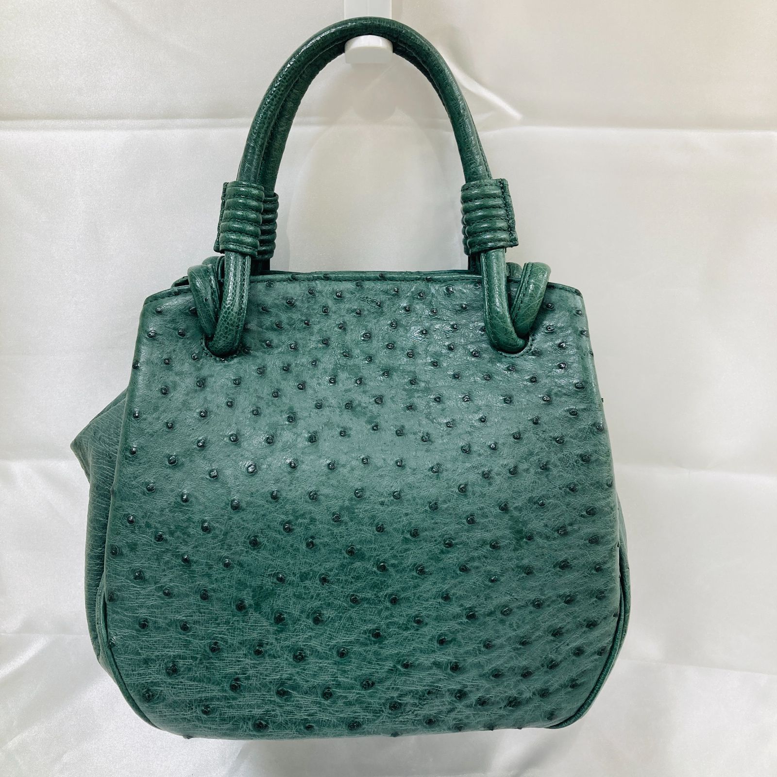 A【中古品】THE WEL MARK オーストリッチ本革バッグ 緑 百貨店 高級 