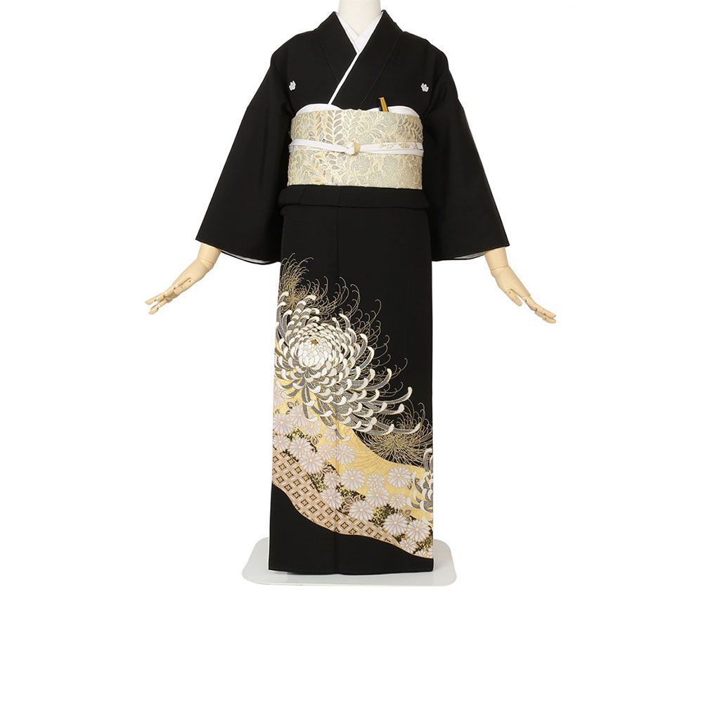 礼装用　黒留袖　関芳謹製「ことほぎ」金菊　着物単品　【結婚式、披露宴などの祝い事に】旧レンタル商品