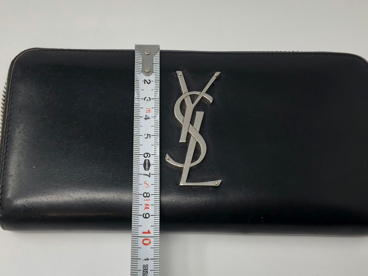 ◇ジャンク YSL サンローラン 長財布 黒 ファスナープル欠損 使用感大 