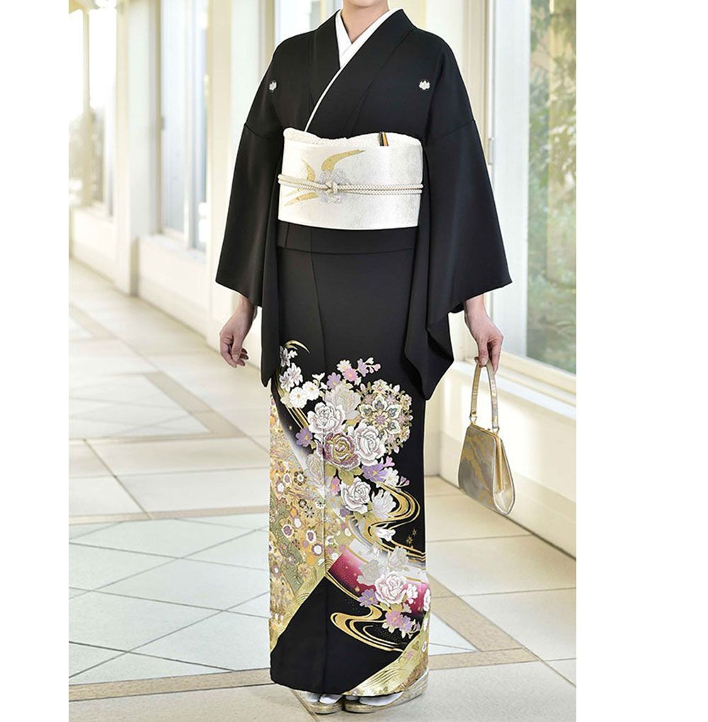礼装用　黒留袖　関芳謹製「桂由美」花華文　着物単品　【結婚式、披露宴などの祝い事に】旧レンタル商品