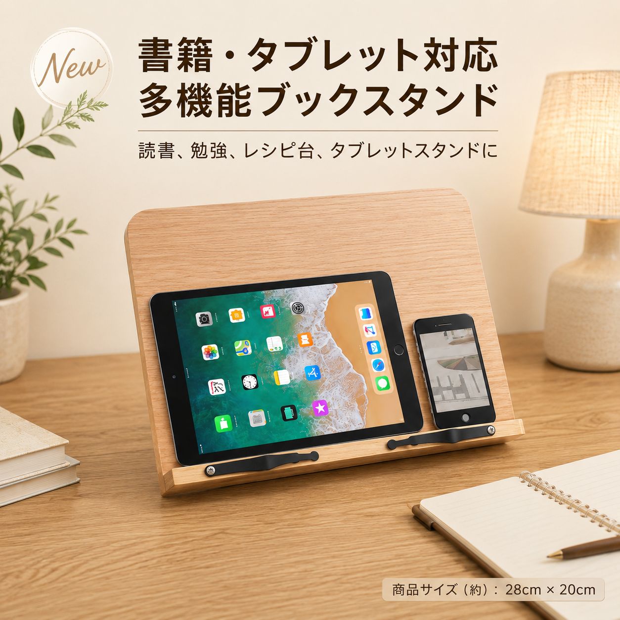 ジャンク ブックスタンド 木製 卓上 多機能 書見台 タブレットスタンド 