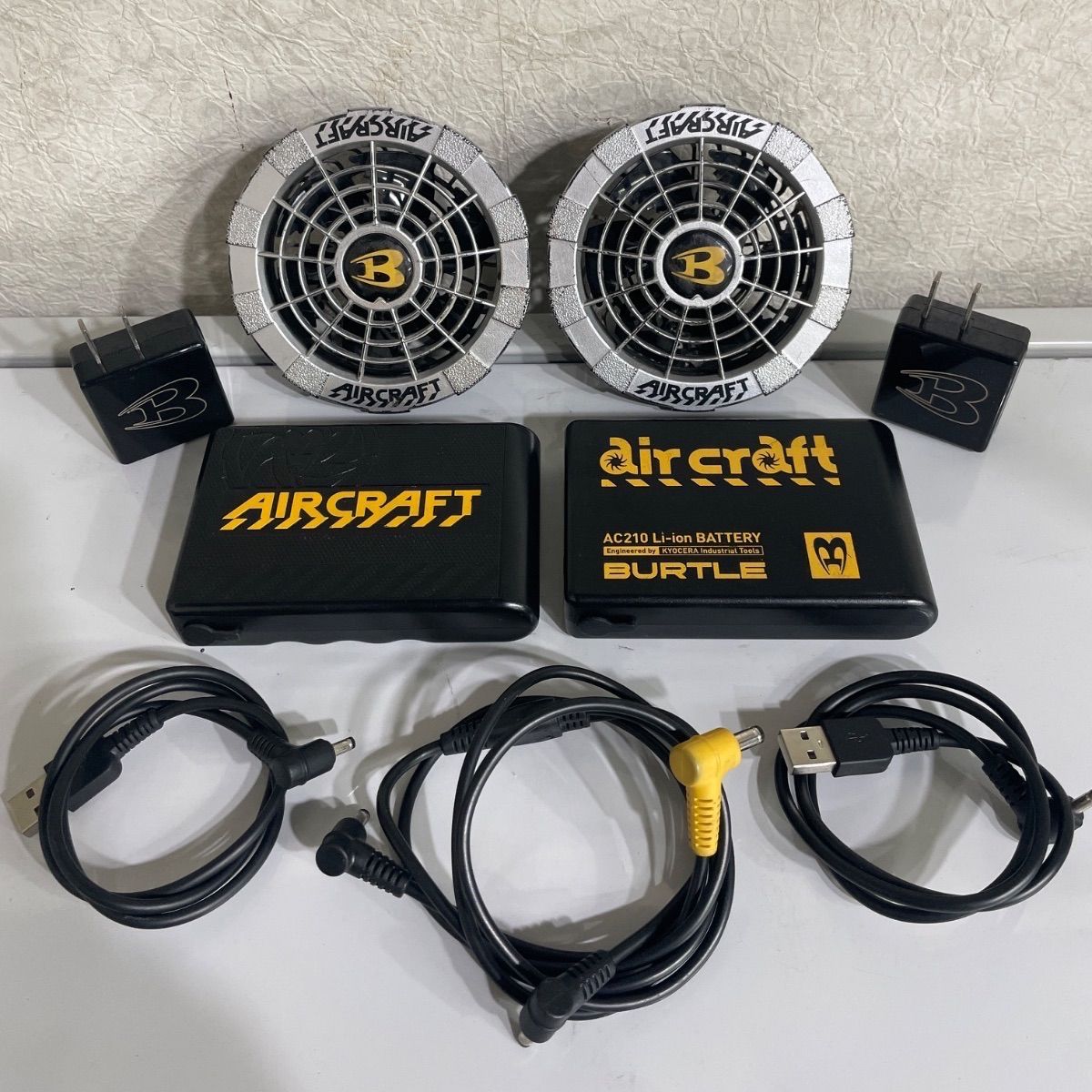 RYOBI リョービ　9v AIR CRAFT エアークラフト　12v 空調服 バートル エアークラフト 京セラ　KYOCERA バッテリー×2個セット　ファン セット 動作確認済み　まとめ売り　まとめセット　外仕事に　暑さ対策　扇風機　熱中症対策　＠市