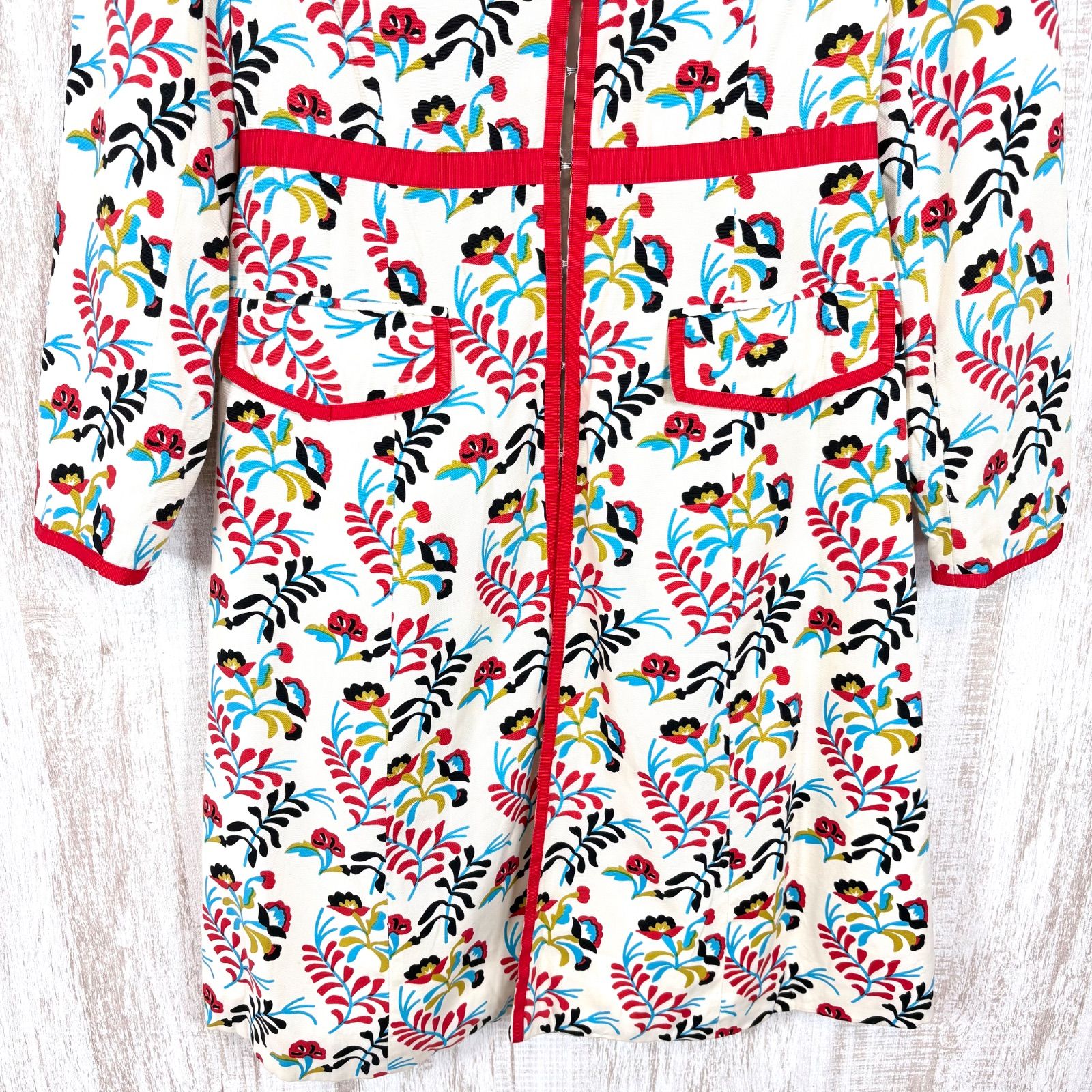 MOSCHINO モスキーノ 花柄 総柄 ロングジャケット コート ホワイト