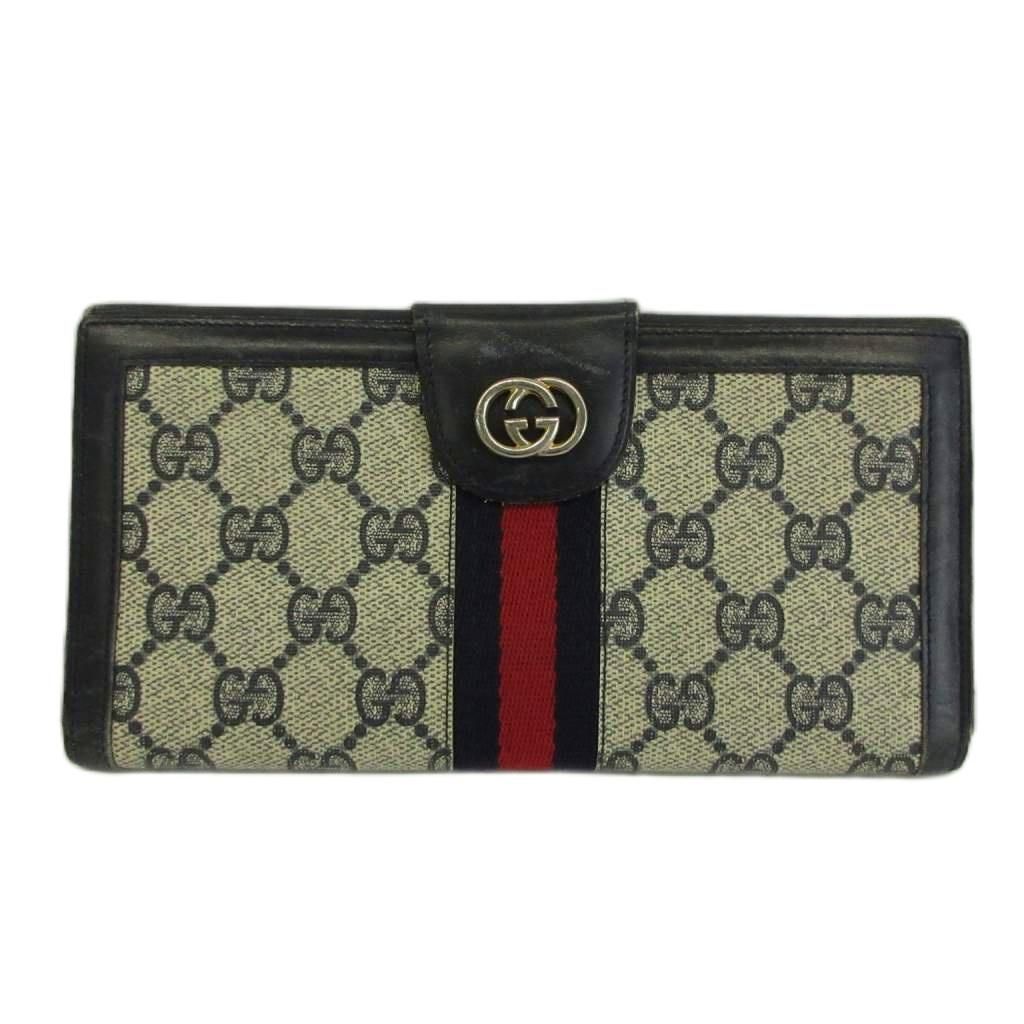 メンズ グッチ GUCCI オールドグッチ 長財布 二つ折り GGスプリーム