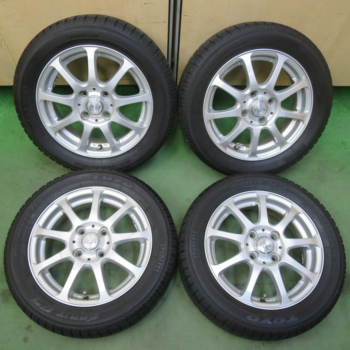 バリ溝！9分★スタッドレス 155/65R14 トーヨー ガリット G5 CLX T-3 社外 アルミ 14インチ PCD100/4H★6052801イス