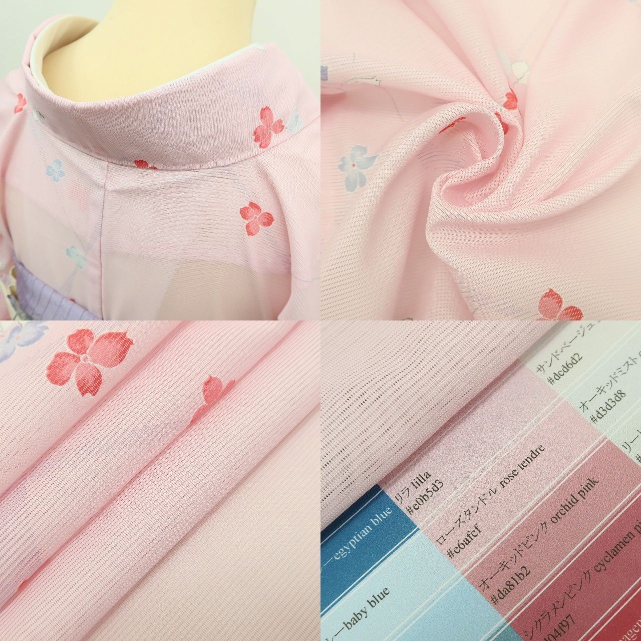 ✾まめ藤✾m3117＊美品 洗える夏着物 絽❀ラブリーな涼風とハナミズキ