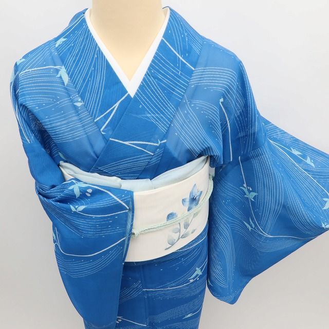 ✾まめ藤✾m3119＊美品 洗える夏着物 絽❀爽やかな夏の響き♪❀誂え