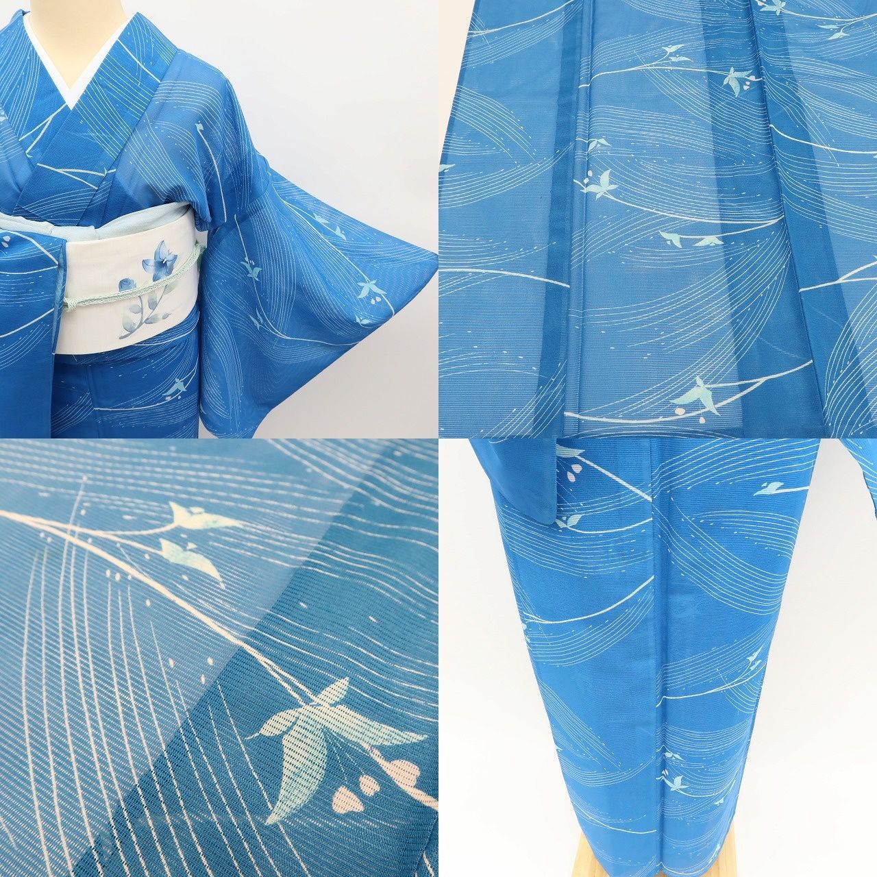 ✾まめ藤✾m3119＊美品 洗える夏着物 絽❀爽やかな夏の響き♪❀誂え