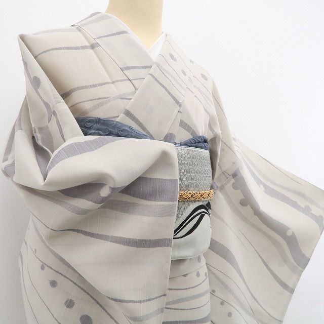 ❁tomihisa❁新品 紗 モダンアート 夏着物 正絹 仕付け糸付”リズムが