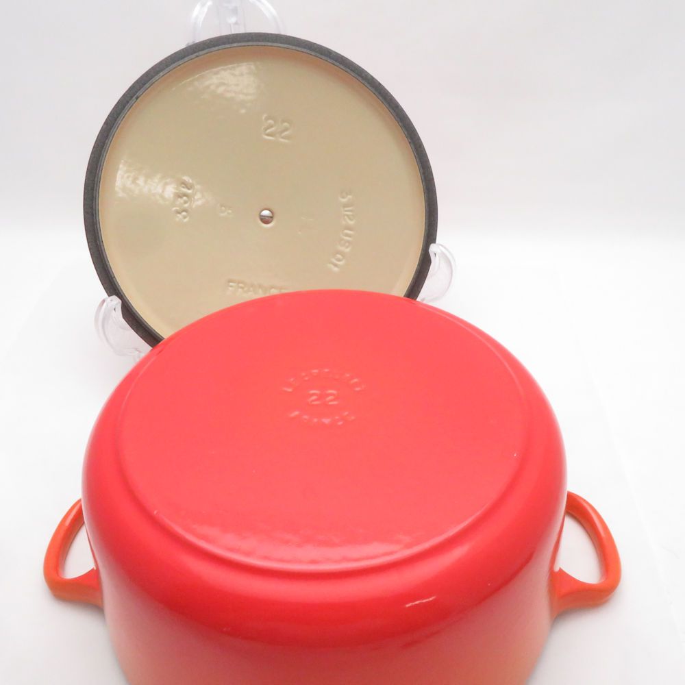 美品 Le Creuset ルクルーゼ ココットロンド 両手鍋 22cm 3.5L