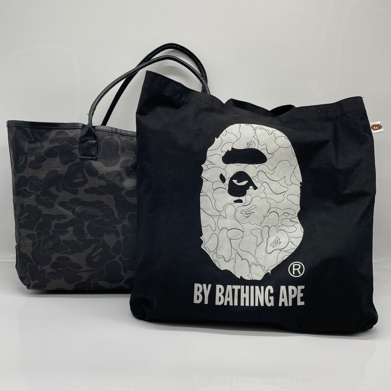 BN8976□2点セット A BATHING APE トートバッグ エコバッグ ブラック 