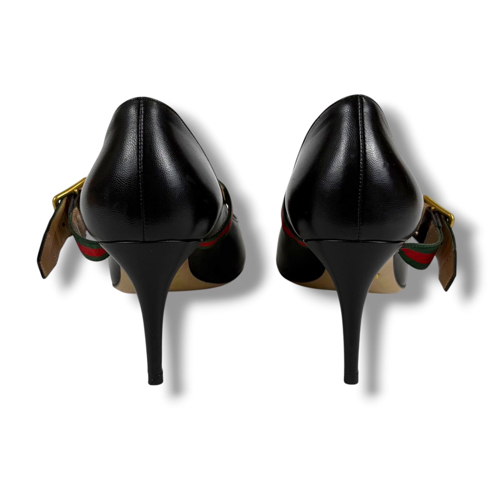 GUCCI ブラック ポインテッドトゥパンプス 37 グッチ GUCCI ポインテッドトゥ シェリーライン ハイヒール パンプス