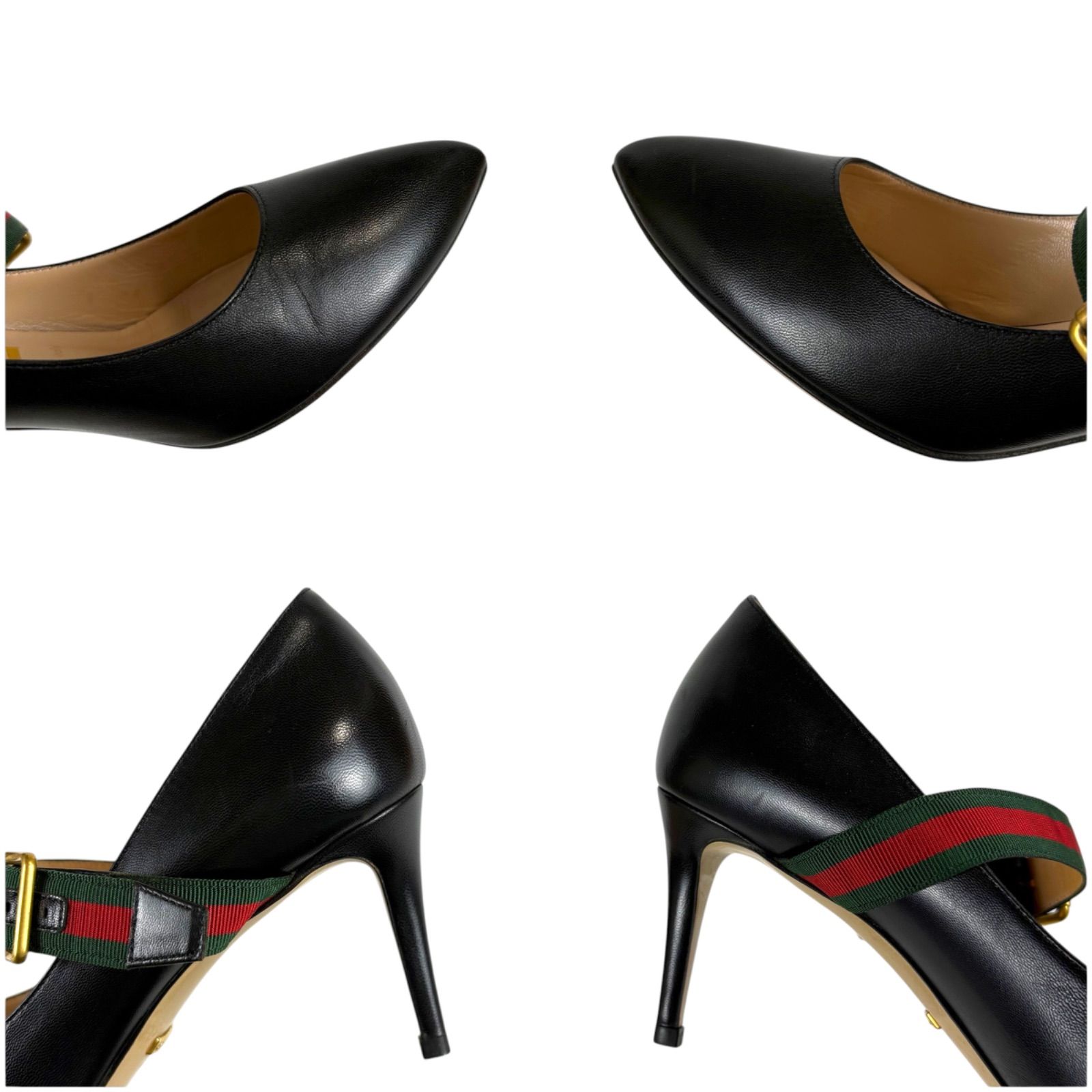GUCCI ブラック ポインテッドトゥパンプス グッチ GUCCI ポインテッドトゥ シェリーライン ハイヒール パンプス