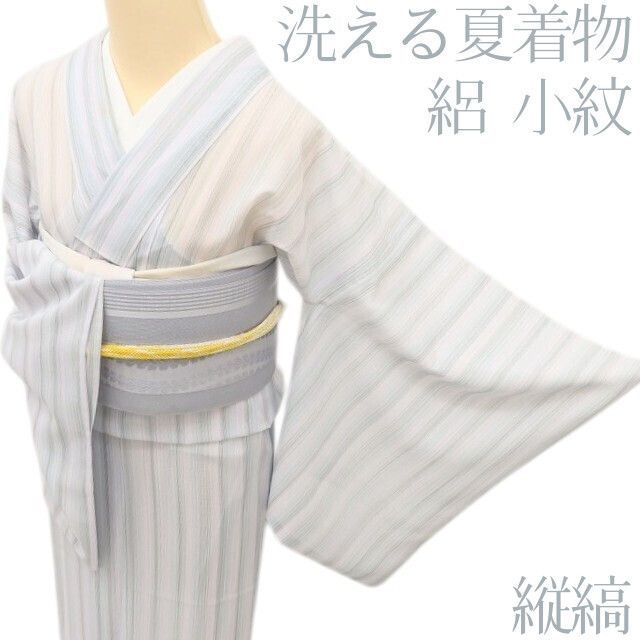 百華❀Y5031◇洗える夏着物 縦縞 絽 小紋 - メルカリ