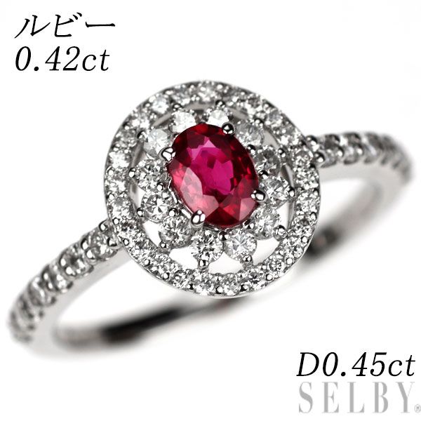 Pt900 ルビー ダイヤモンド リング 0.42ct D0.45ct - メルカリ