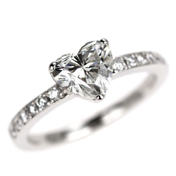 Pt900 ハートシェイプ ダイヤモンド リング 1.010ct F SI1 D0.16ct