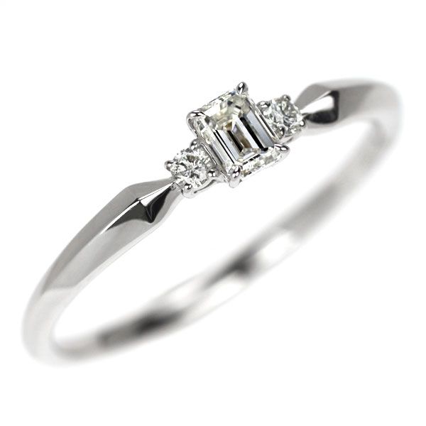 Pt900 エメラルドカット ダイヤモンド リング 0.18ct D0.04ct - メルカリ