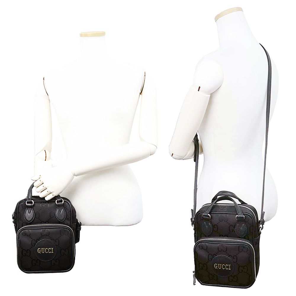 GUCCI グッチ　レザー　ショルダーバッグ　ハンドバッグ グッチ 625850 グッチ オフ ザ グリッド GGナイロン レザー ブラック