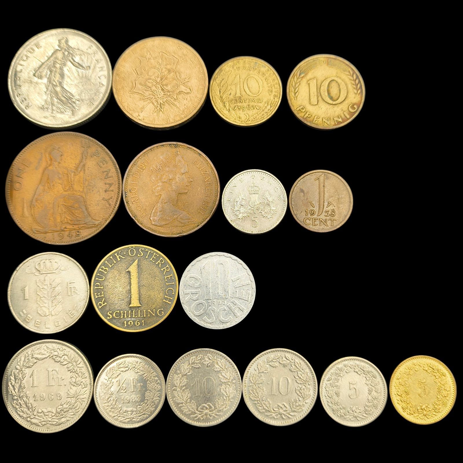 外国 まとめ売り 世界各国 旧貨幣 古銭 ヨーロッパ多数 ☆【海外古銭】ヨーロッパ 旧硬貨 まとめ売り 29枚 スイス/イギリス