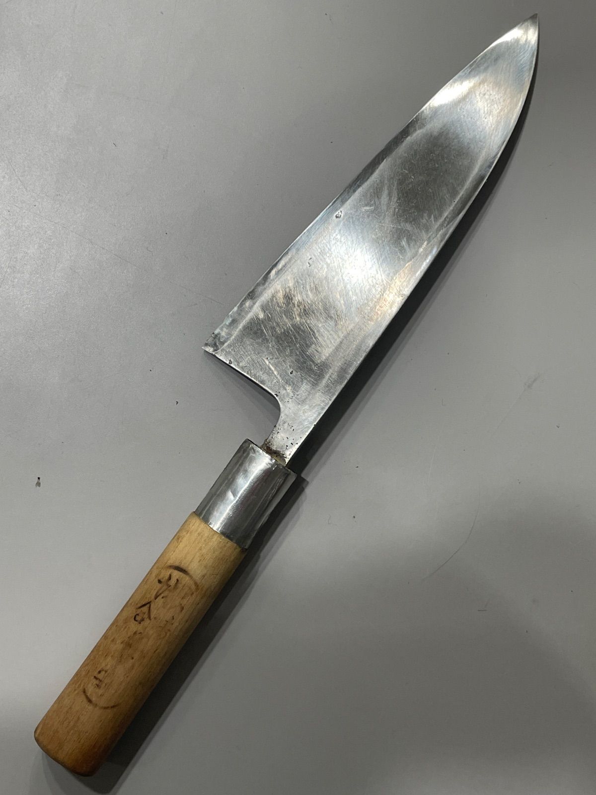請合　堺菊守　出刃包丁　木製持ち手　プロ用　料理人　割烹　魚屋　市場　調理道具　堺包丁　大阪　関