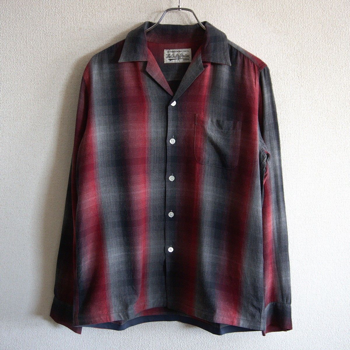 美品】WACKO MARIA【OMBRE CHECK OPEN COLLAR SHIRT L/S オンブレ 