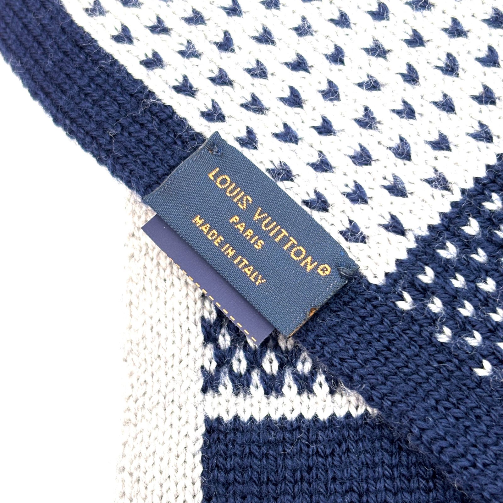 LOUIS VUITTON マフラー ダミエヘリテージ マリーヌ ネイビー 未使用保管品 ルイヴィトン LOUIS VUITTON ダミエ ヘリテージ マフラー