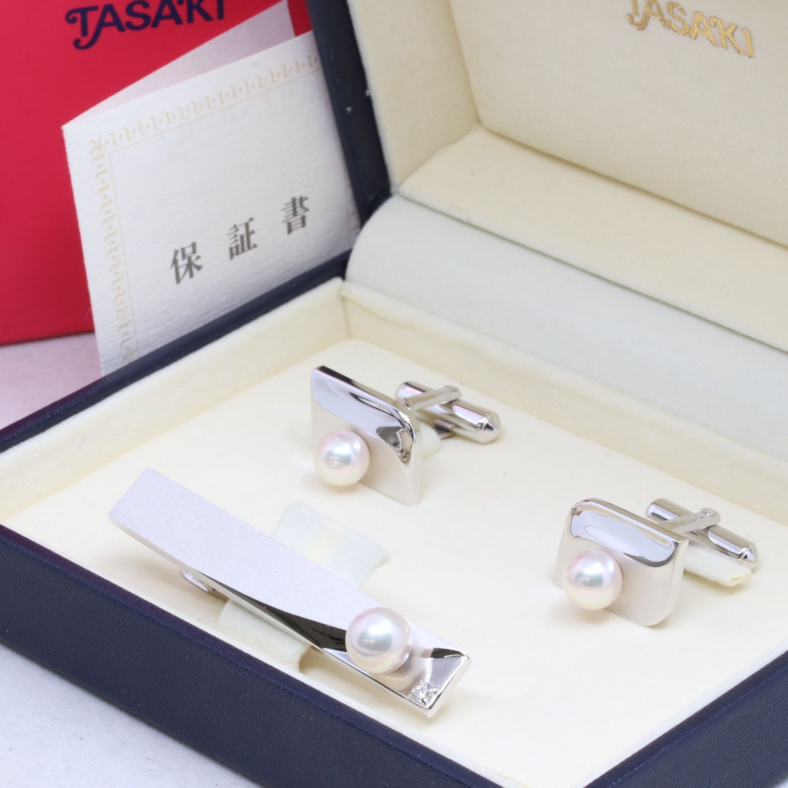 IT54VGCLAK3J TASAKI 田崎 SV パール ダイヤ D-0.04ct カフス タイ