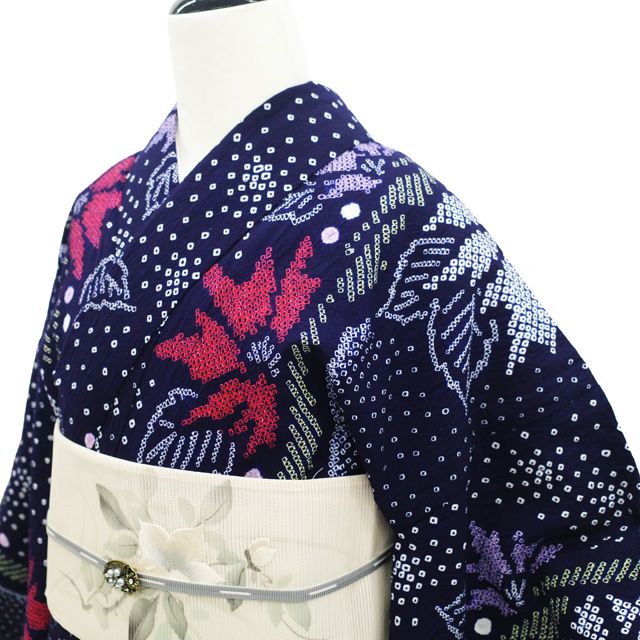 中古】 有松 浴衣 本場有松鳴海絞り 夏物 リサイクル ゆかた 絞り 木綿