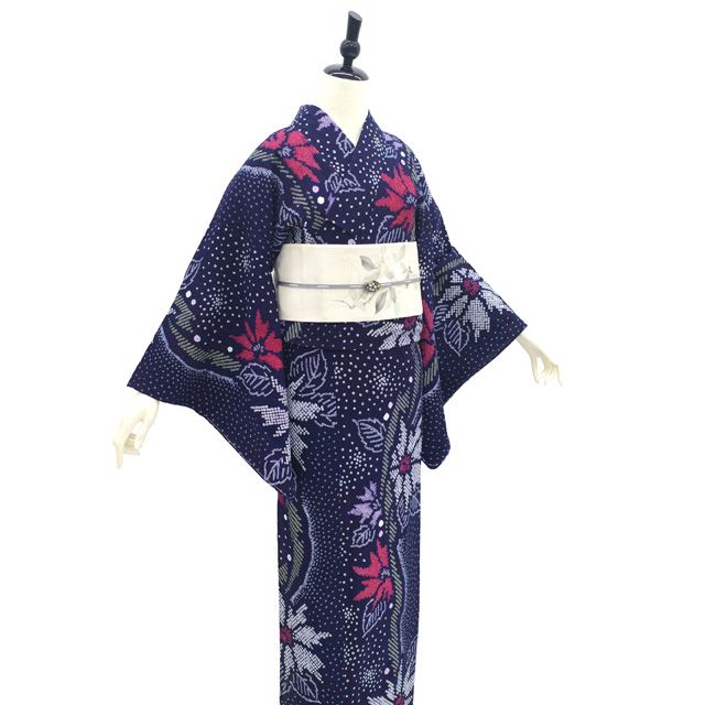 中古】 有松 浴衣 本場有松鳴海絞り 夏物 リサイクル ゆかた 絞り 木綿
