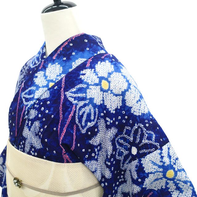 中古】 有松 浴衣 本場有松鳴海絞り 夏物 リサイクル ゆかた 絞り 木綿