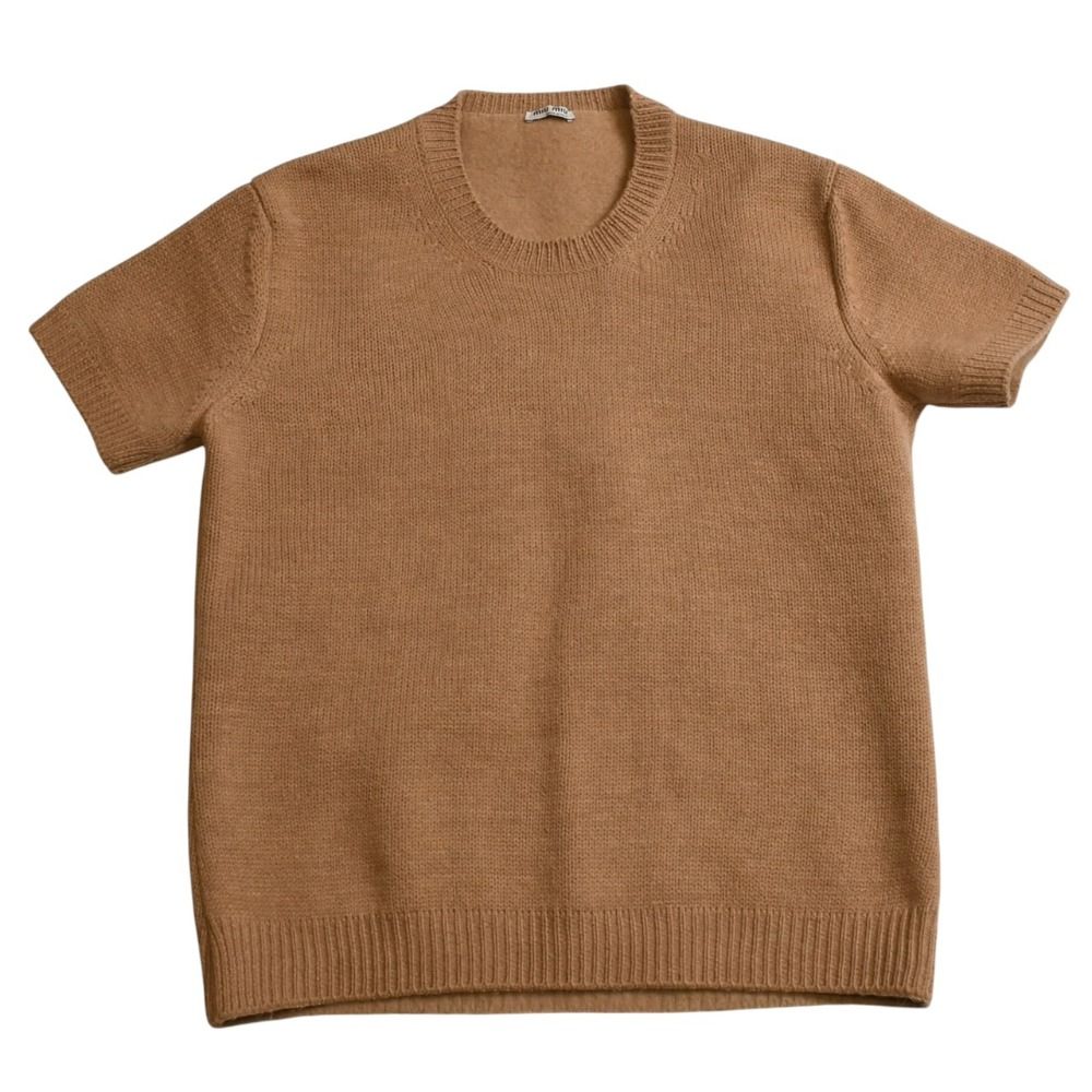 極美品 MIUMIU ミュウミュウ 半袖 Knit ニット ベージュ 0000ET