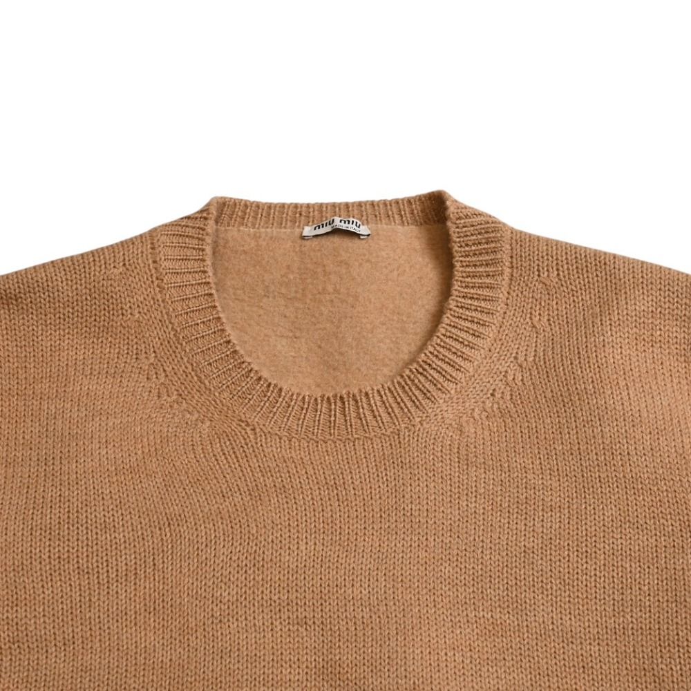 極美品 MIUMIU ミュウミュウ 半袖 Knit ニット ベージュ 0000ET