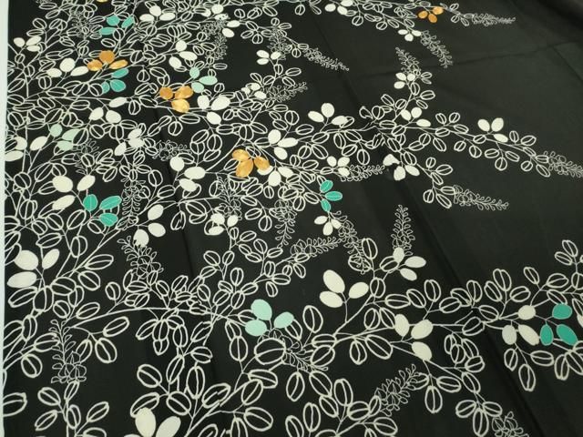 平和屋本店＊極上 夏物 訪問着 絽 駒刺繍 花萩文 黒地 金糸 逸品