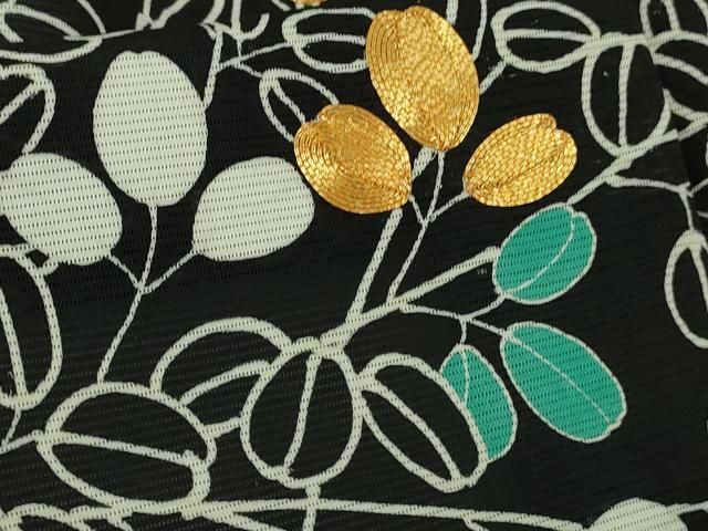 平和屋本店*極上 夏物 訪問着 絽 駒刺繍 花萩文 黒地 金糸 逸品 平和屋本店*極上 夏物 訪問着 絽 駒刺繍 花萩文 黒地 金糸 逸品