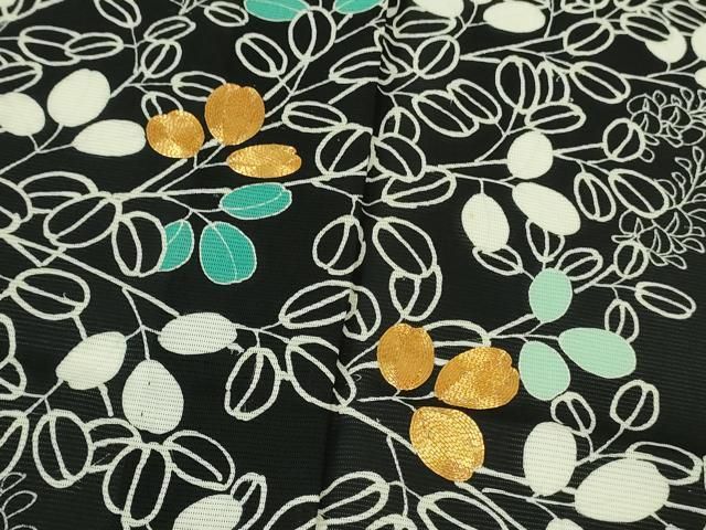 平和屋本店＊極上 夏物 訪問着 絽 駒刺繍 花萩文 黒地 金糸 逸品