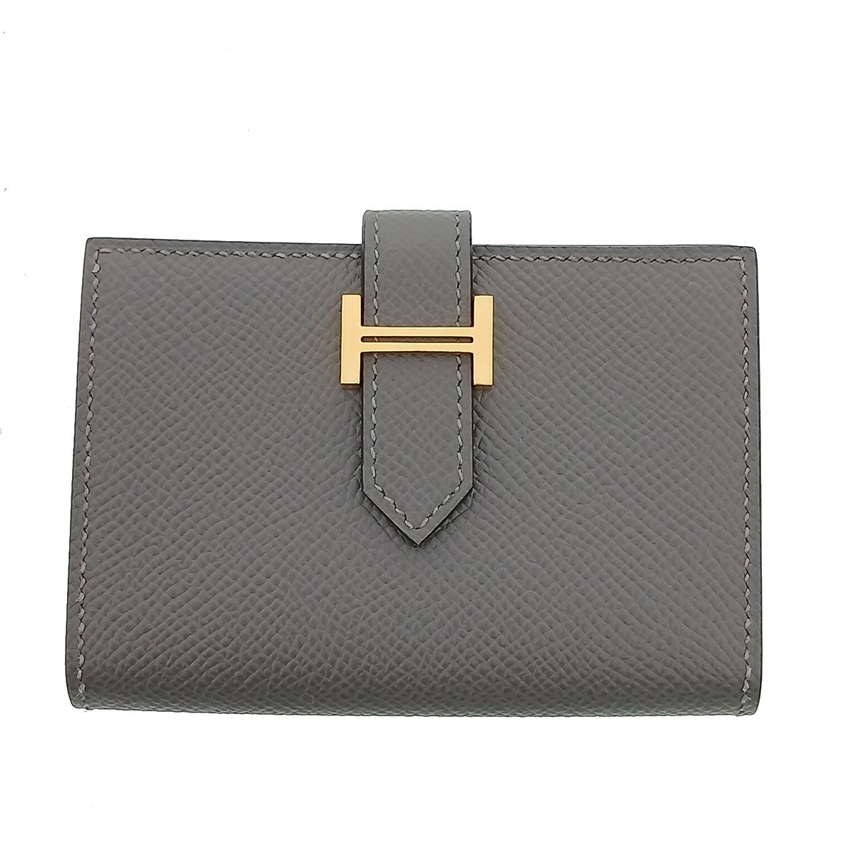 HERMES エルメス 名刺入れ ベアン カードケース ユニセックス ヴォーエプソン グレージュ系 U刻印 2022 中古