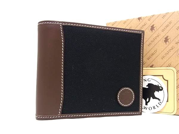 □美品□ HUNTING WORLD ハンティングワールド キャンバス×レザー 二