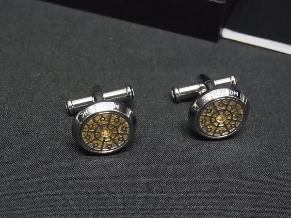 ■新品同様■ MONT BLANC モンブラン Urban Spirit スチール カフリンクス カフスボタン アクセサリー メンズ シルバー系 FX6876